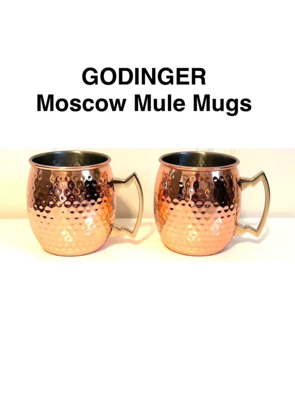 Godinger Copper-Tone Hammered Moscow Mule Mugs Bar Beverage